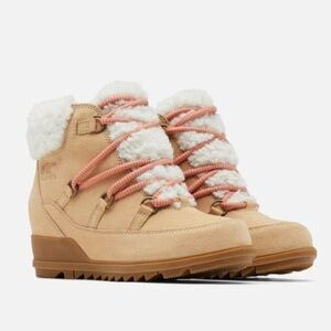 Sorel Evie Cozy Lace Wedge Boot Ceramic Paradox Pink Size 10 NEW